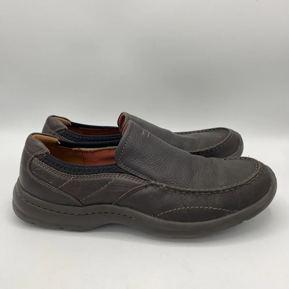 Clarks Men 11M Loafers Brown Leather Slip On Collection Casual Shoes 01950